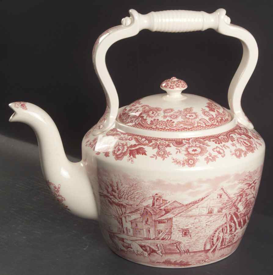 Archive Collection Cranberry Large Kettle & Lid by Spode-1