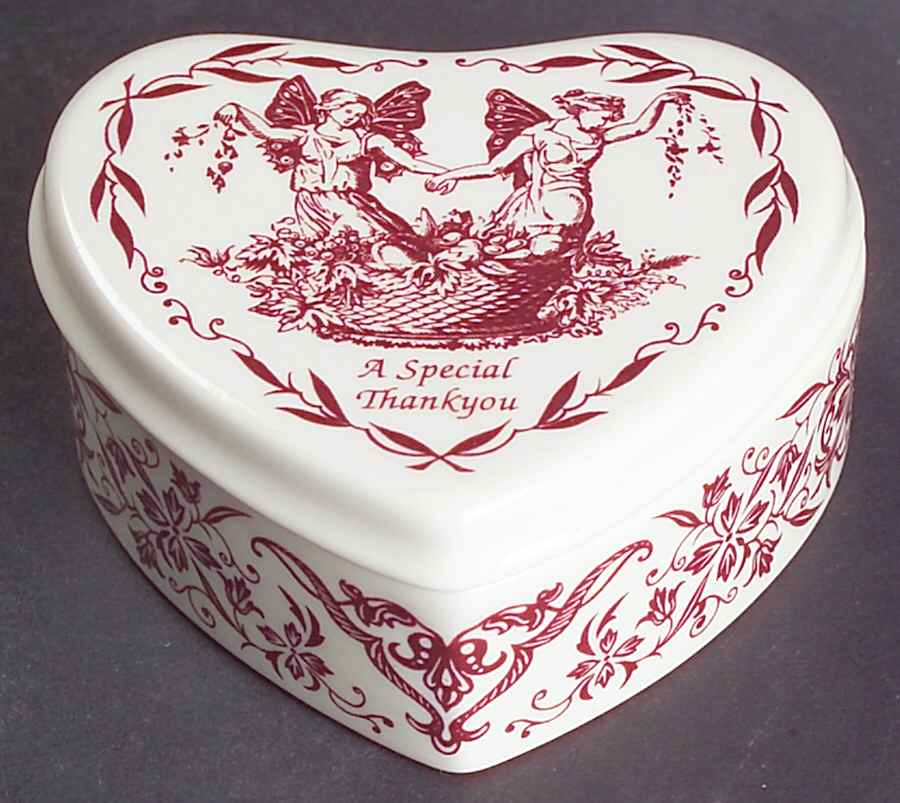 Archive Collection Cranberry Heart Shape Box & Lid by Spode-1