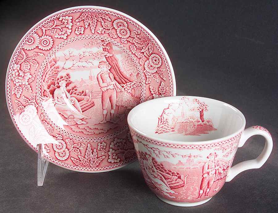 Archive Collection Cranberry Flat Cup & Saucer Set by Spode-1