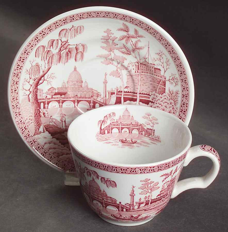 Archive Collection Cranberry Flat Cup & Saucer Set by Spode-1