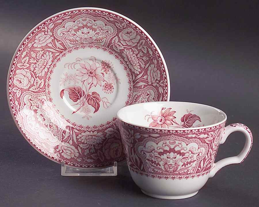 Archive Collection Cranberry Flat Cup & Saucer Set by Spode-1