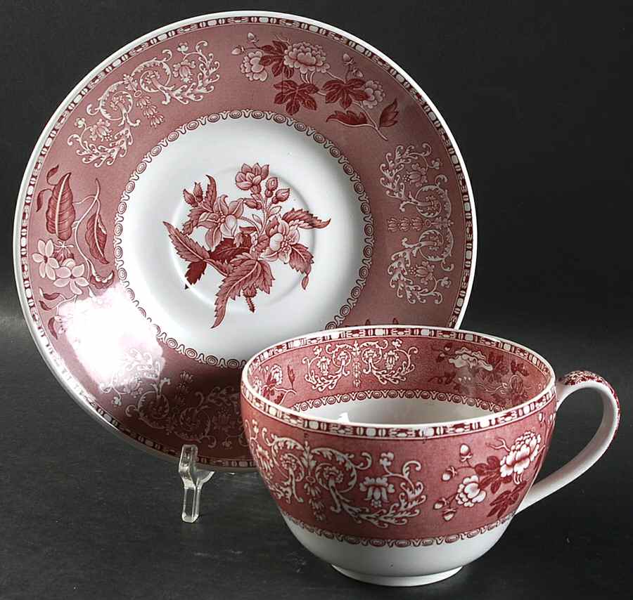 Archive Collection Cranberry Jumbo Cup & Saucer Set by Spode-1