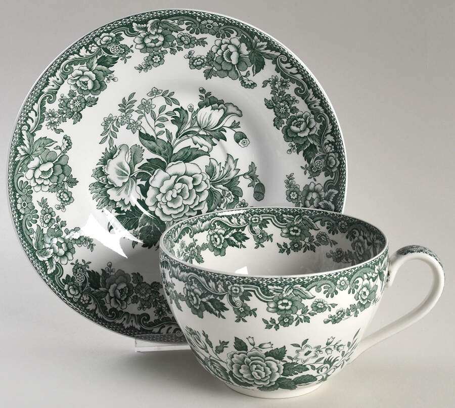 Archive Collection Green Jumbo Cup & Saucer Set by Spode-1