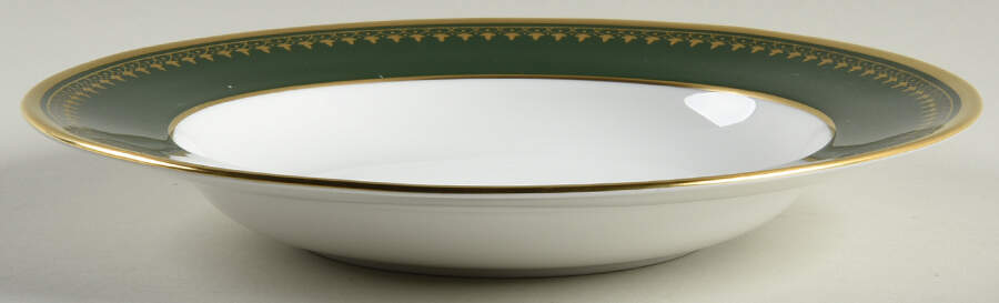 Ashdown Leather Green Rim Soup Bowl by Spode-1