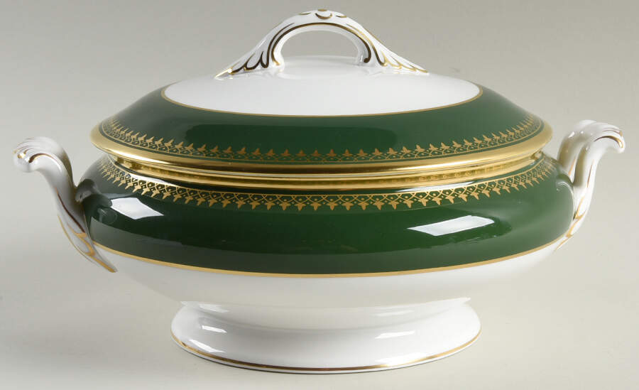 Ashdown Leather Green Round Covered Vegetable by Spode-1