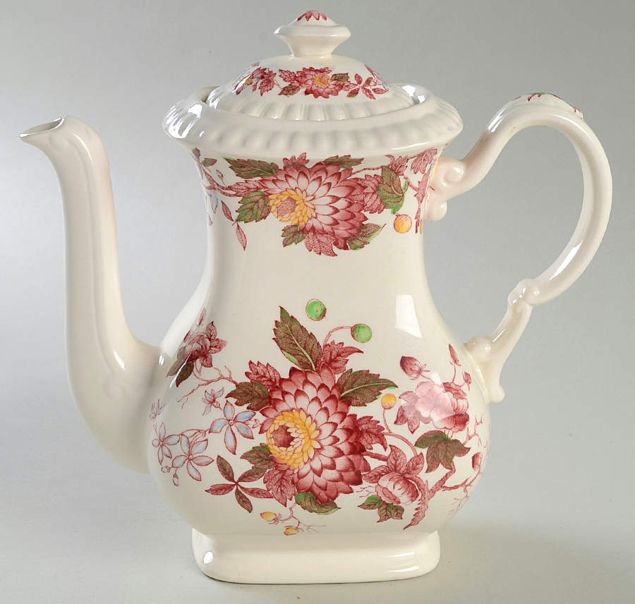 Aster Red (Gadroon) Coffee Pot & Lid by Spode-1