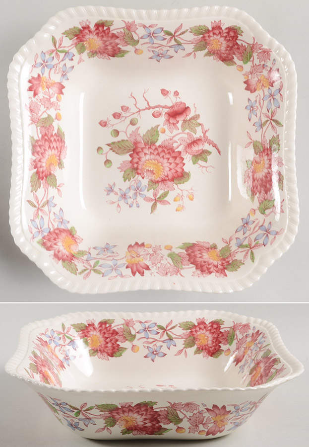 Aster Red (Gadroon) 9" Square Vegetable Bowl by Spode-1