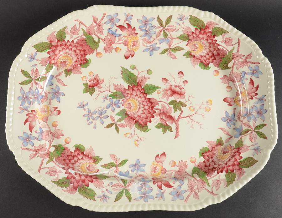 Aster Red (Gadroon) 19" Oval Serving Platter by Spode-1