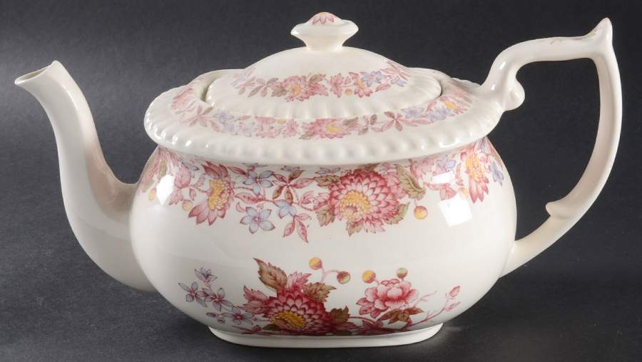 Aster Red (Gadroon) Teapot & Lid by Spode-1