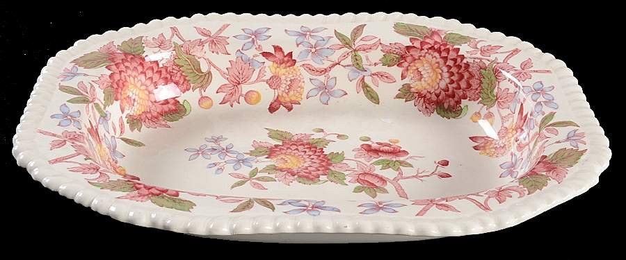 Aster Red (Gadroon) 9" Oval Vegetable Bowl by Spode-1