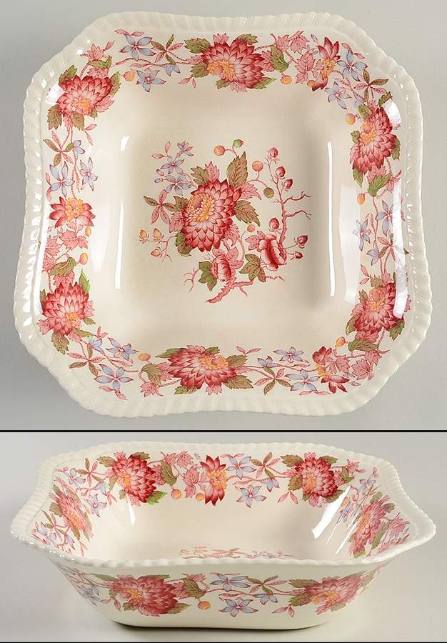 Aster Red (Gadroon) 9" Square Vegetable Bowl by Spode-1