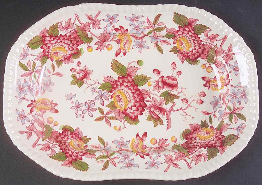 Aster Red (Gadroon) 10" Oval Serving Platter by Spode-1