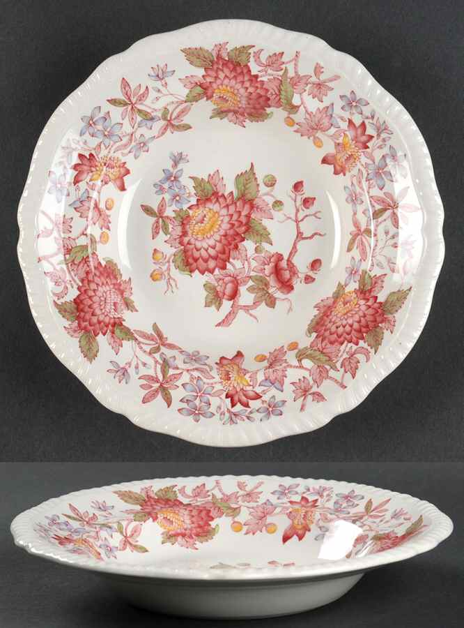 Aster Red (Gadroon) Rim Soup Bowl by Spode-1