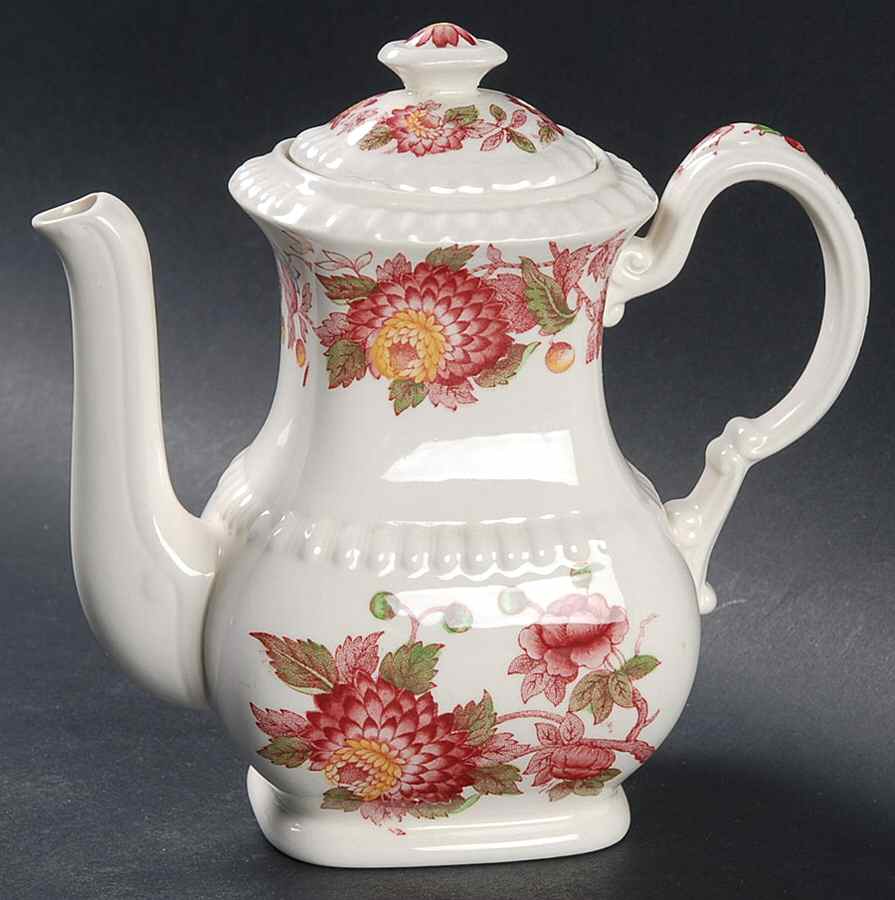 Aster Red (Gadroon) Individual Coffee Pot & Lid by Spode-1