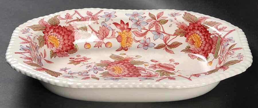 Aster Red (Gadroon) 10" Oval Vegetable Bowl by Spode-1