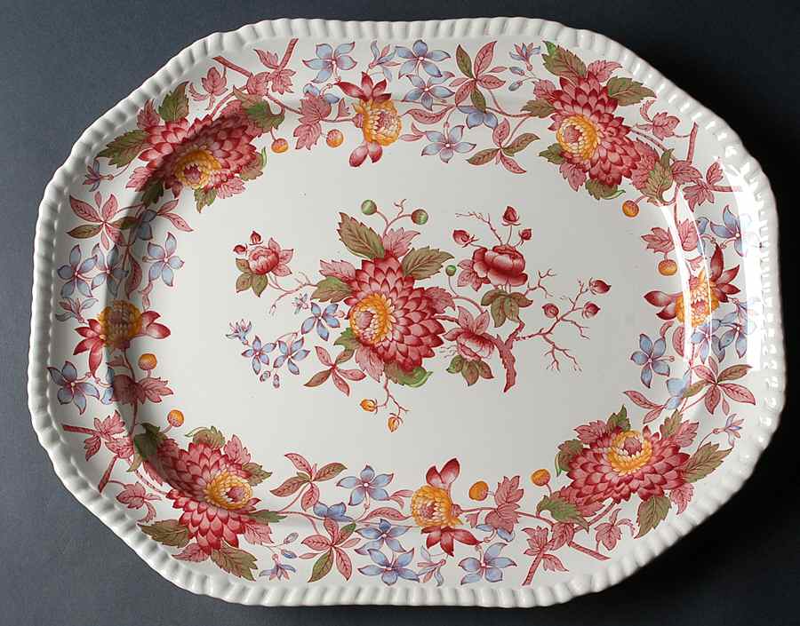 Aster Red (Gadroon) 16" Oval Serving Platter by Spode-1