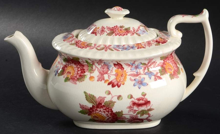 Aster Red (Gadroon) Small Teapot & Lid by Spode-1