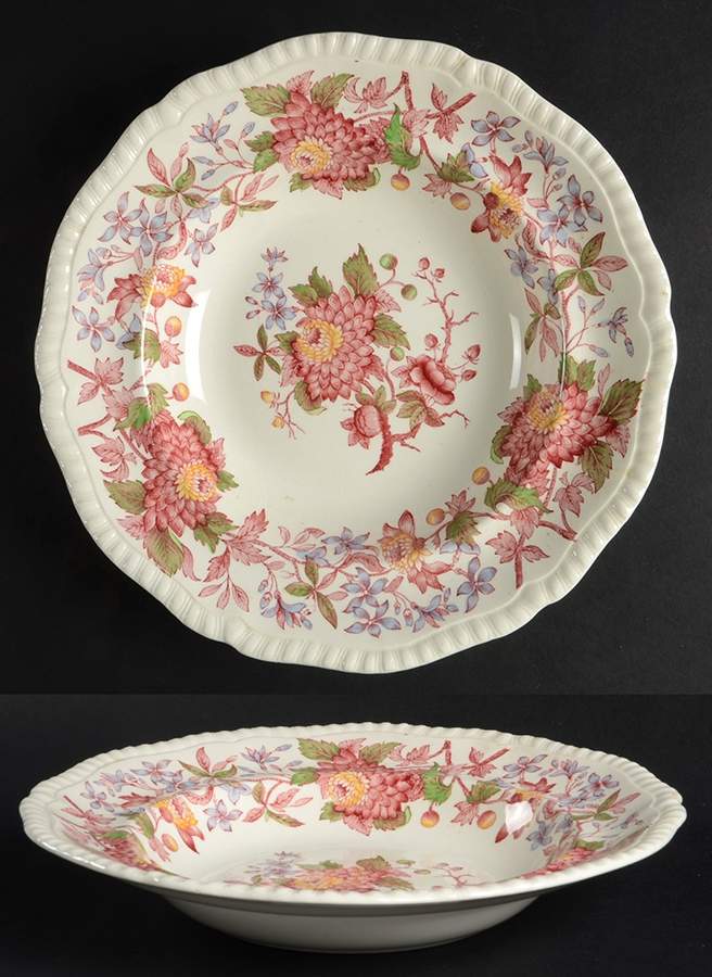 Aster Red (Gadroon) Large Rim Soup Bowl by Spode-1