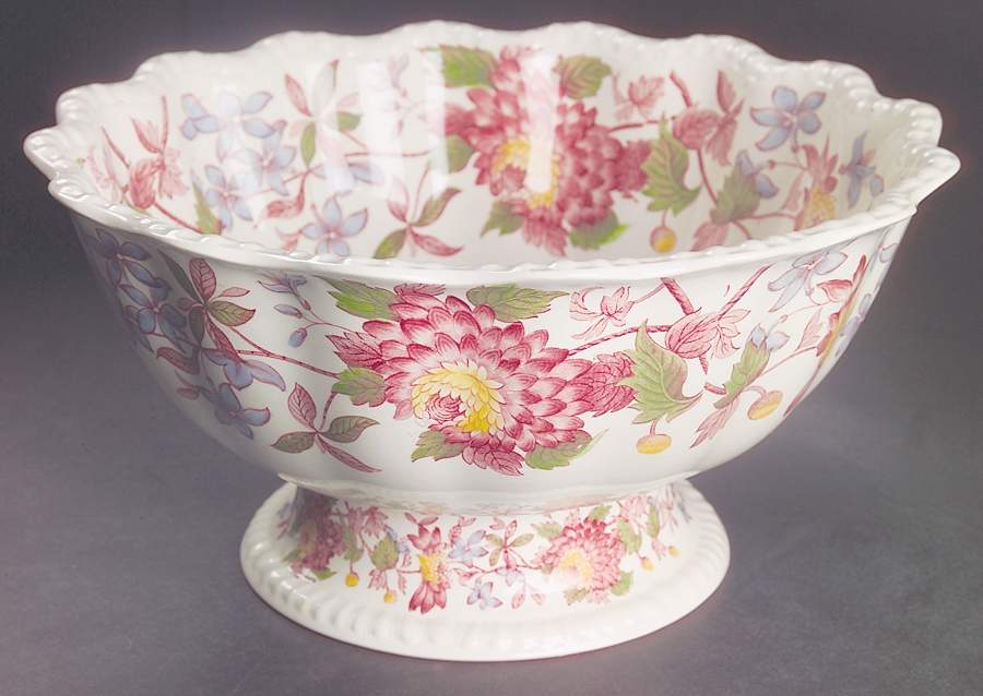 Aster Red (Gadroon) Large Footed Salad Serving Bowl by Spode-1