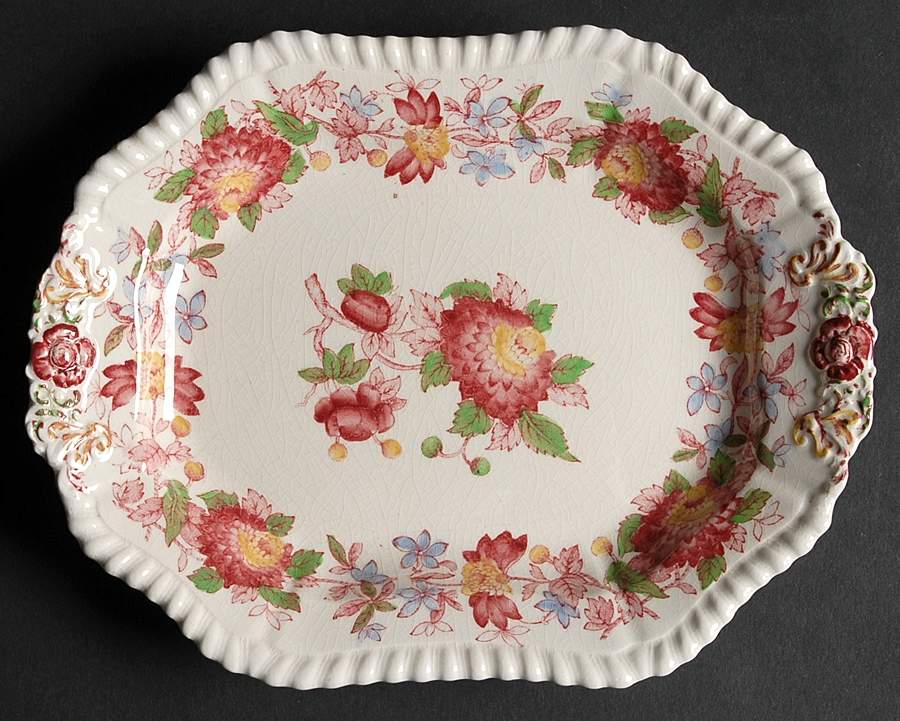 Aster Red (Gadroon) Underplate for Sauce Boat by Spode-1