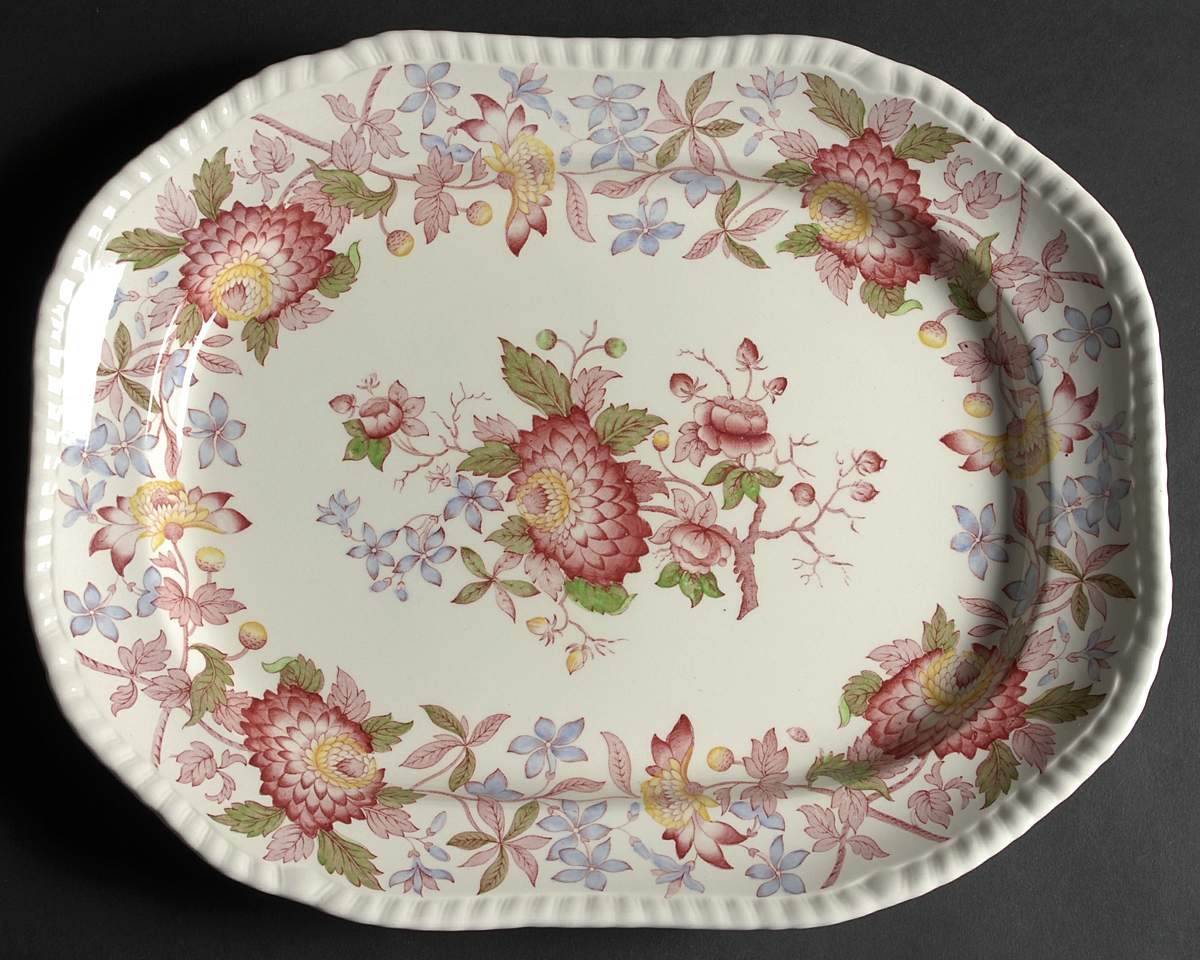 Aster Red (Gadroon) 14" Oval Serving Platter by Spode-1