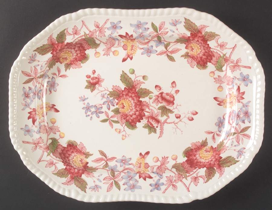 Aster Red (Gadroon) 13" Oval Serving Platter by Spode-1