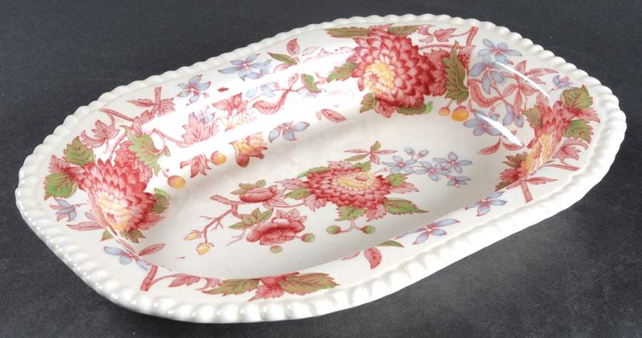 Aster Red (Gadroon) 9" Oval Vegetable Bowl by Spode-1
