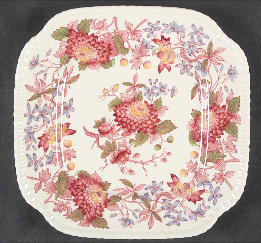 Aster Red (Gadroon) Square Salad Plate by Spode-1