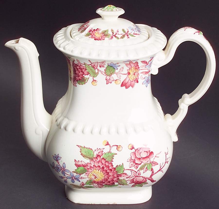 Aster Red (Gadroon) Mini Coffee Pot & Lid by Spode-1