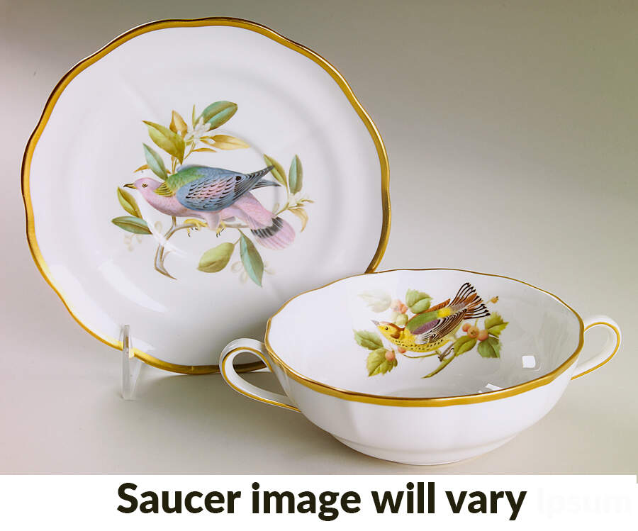Audubon Birds Flat Cream Soup Bowl & Saucer Set by Spode-1
