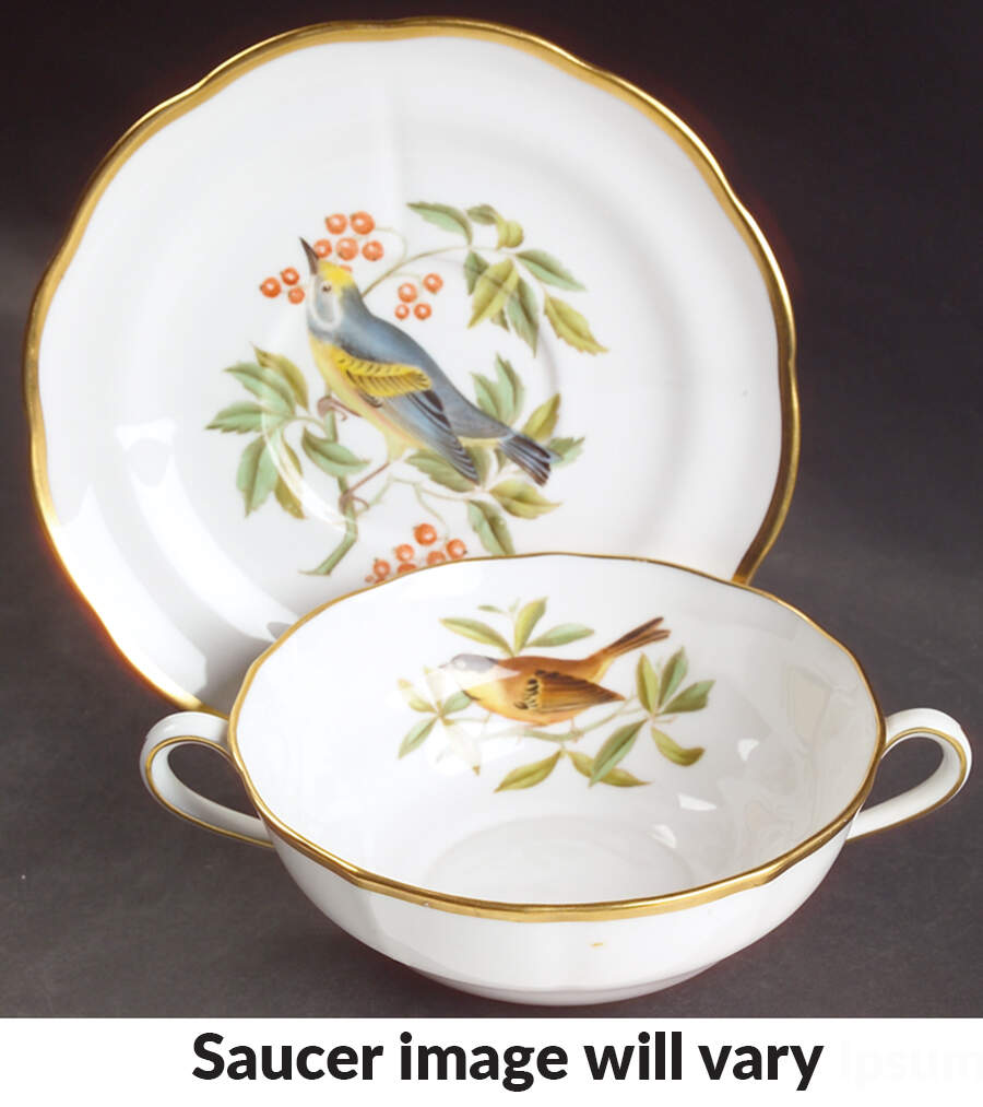 Audubon Birds Flat Cream Soup Bowl & Saucer Set by Spode-1