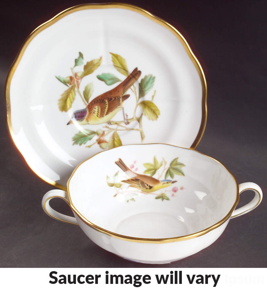 Audubon Birds Flat Cream Soup Bowl & Saucer Set by Spode-1