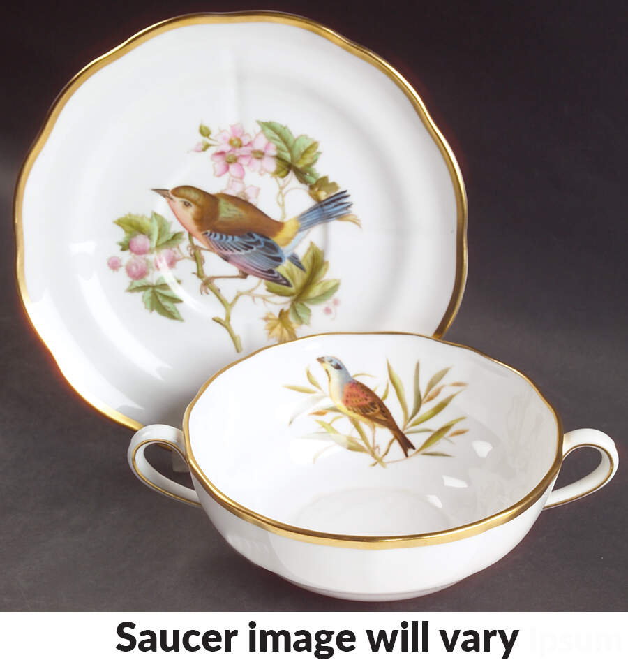 Audubon Birds Flat Cream Soup Bowl & Saucer Set by Spode-1