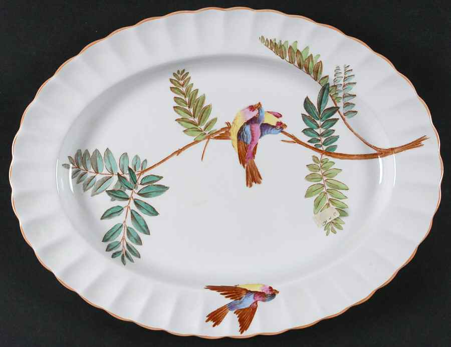Aviary Birds 12" Oval Serving Platter by Spode-1