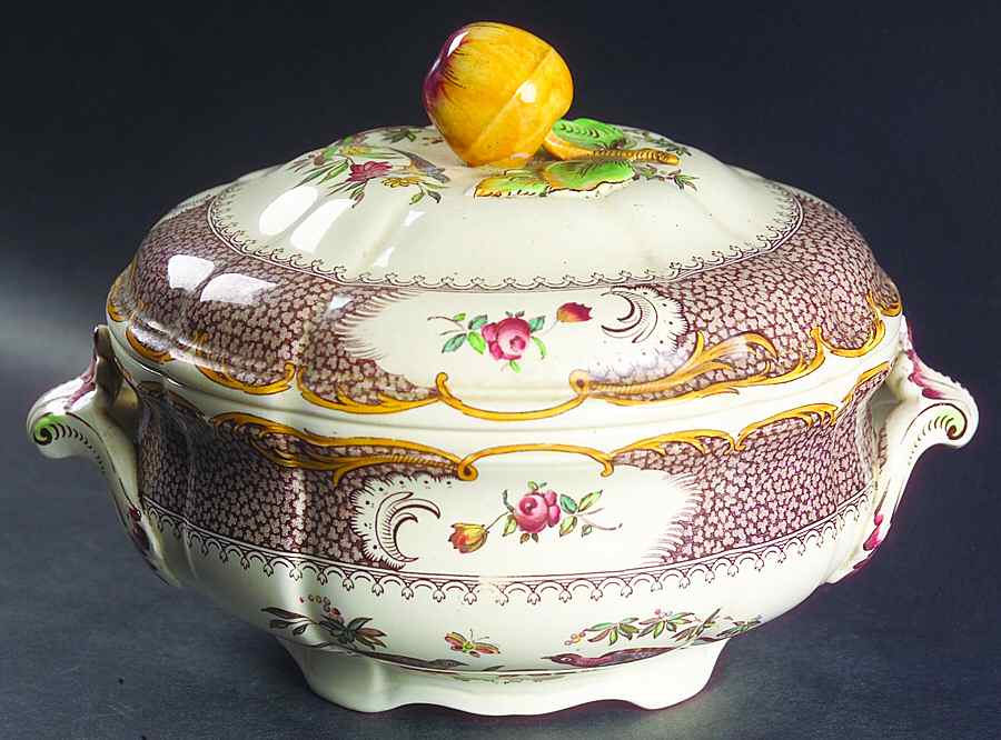 Aviary (Brown Border) Round Covered Vegetable by Spode-1