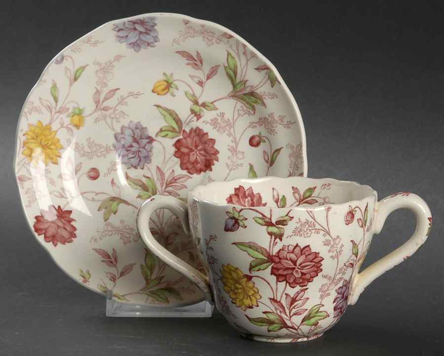 Bachelor's Button Flat Bouillon Cup & Saucer by Spode-1