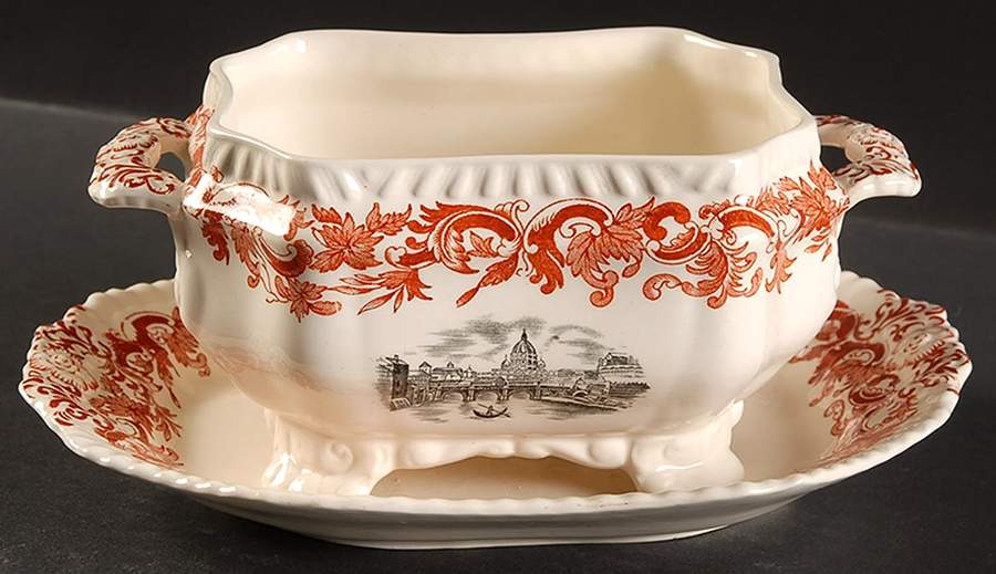 Beverley Sauce Boat with Attached Underplate No Lid by Spode-1