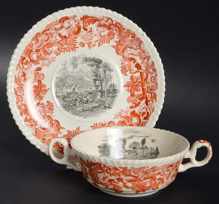 Beverley Flat Cream Soup Bowl & Saucer Set by Spode-1