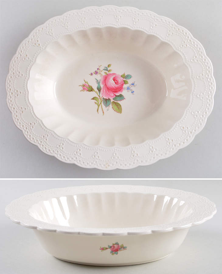 Billingsley Rose Pink (Old Backstamp) 10" Oval Vegetable Bowl by Spode-1