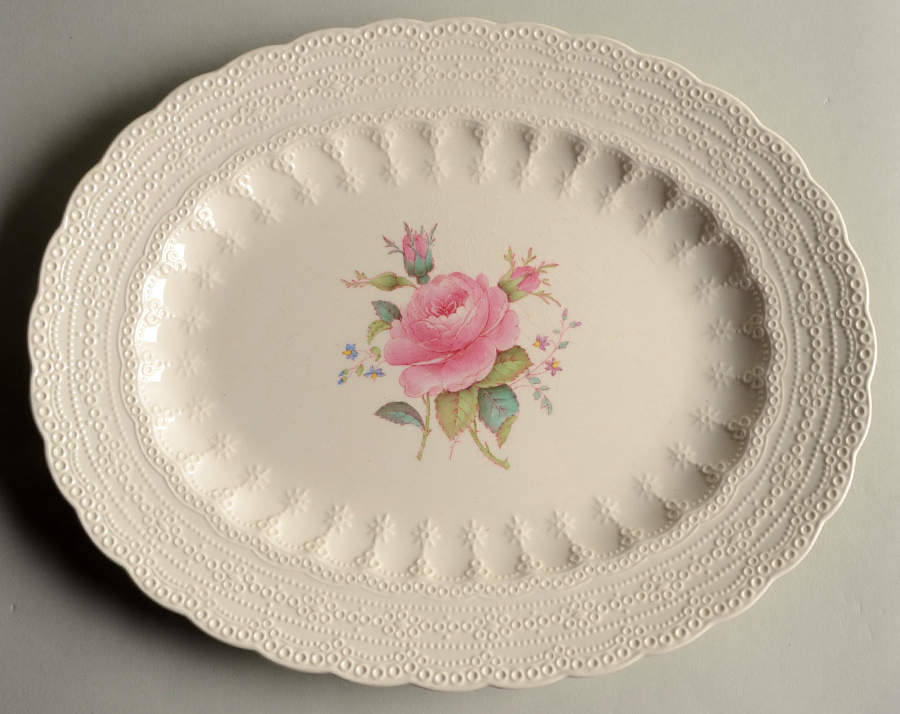 Billingsley Rose Pink (Old Backstamp) 11" Oval Serving Platter by Spode-1