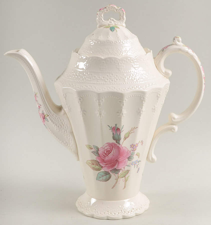 Billingsley Rose Pink (Old Backstamp) Coffee Pot & Lid by Spode-1