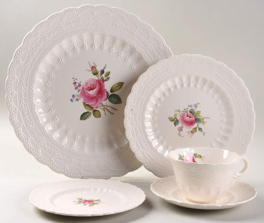 Billingsley Rose Pink (Old Backstamp) 40 Piece Estate Set by Spode-1