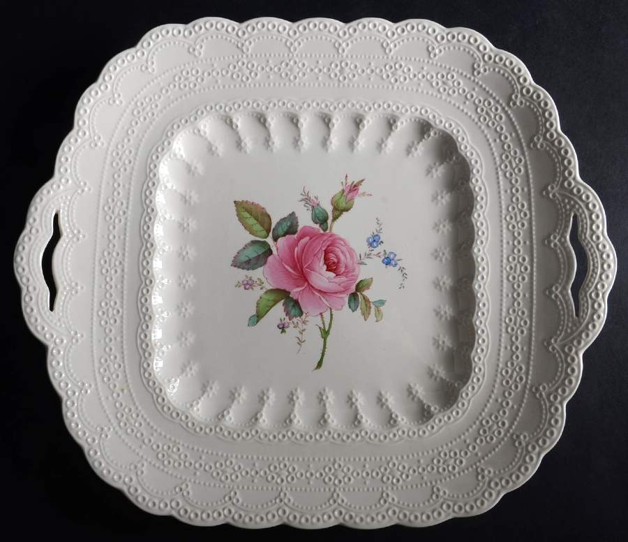 Billingsley Rose Pink (Old Backstamp) Square Handled Cake Plate by Spode-1
