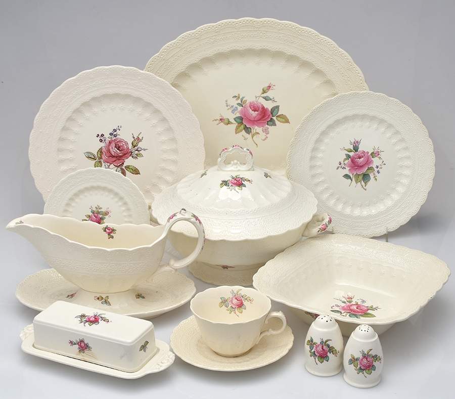 Billingsley Rose Pink (Old Backstamp) 49 Piece Estate Set by Spode-1