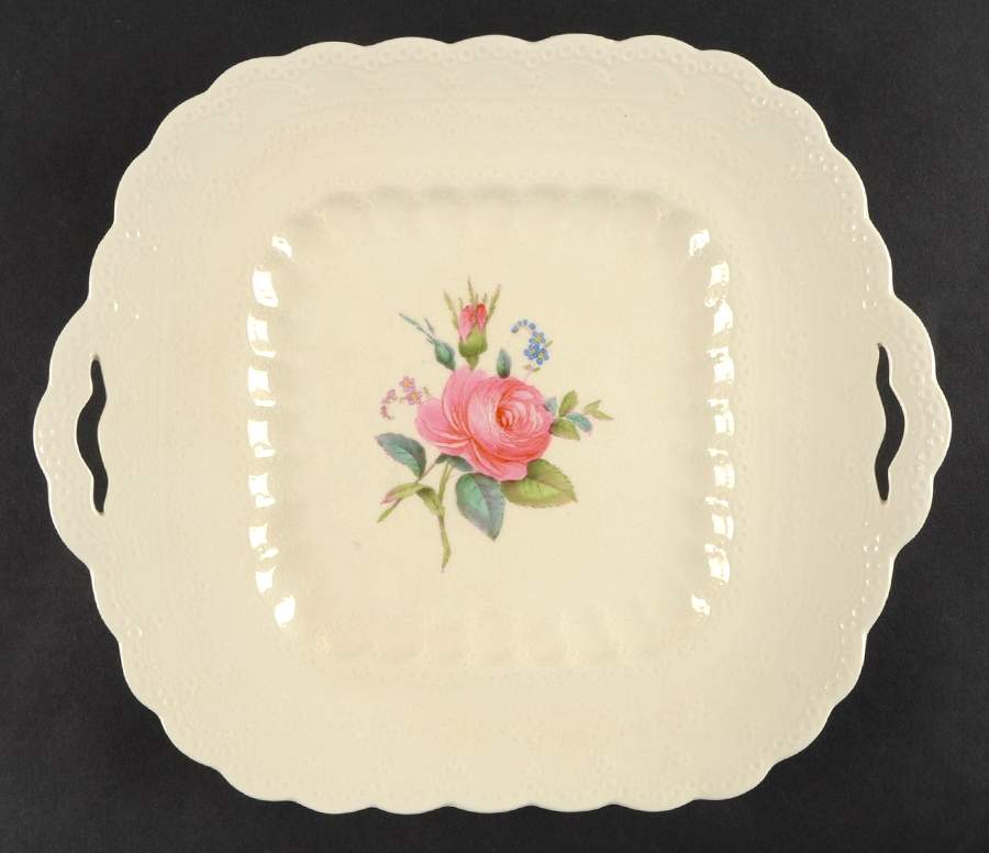 Billingsley Rose Pink (Old Backstamp) Square Handled Cake Plate by Spode-1