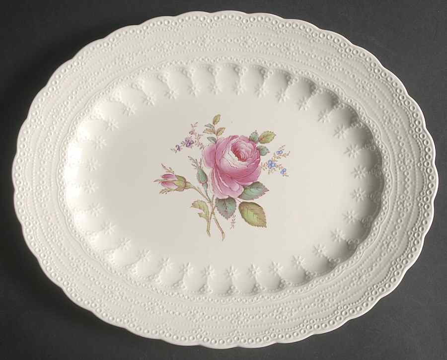 Billingsley Rose Pink (Old Backstamp) 11" Oval Serving Platter by Spode-1