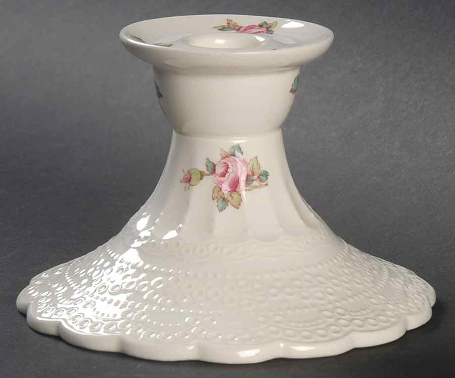 Billingsley Rose Pink (Old Backstamp) Single Light Candlestick by Spode-1