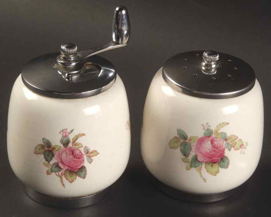 Billingsley Rose Pink (Old Backstamp) Salt Mill & Pepper Mill Set by Spode-1