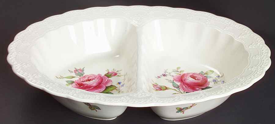 Billingsley Rose Pink (Old Backstamp) 11" Oval Divided Vegetable Bowl by Spode-1