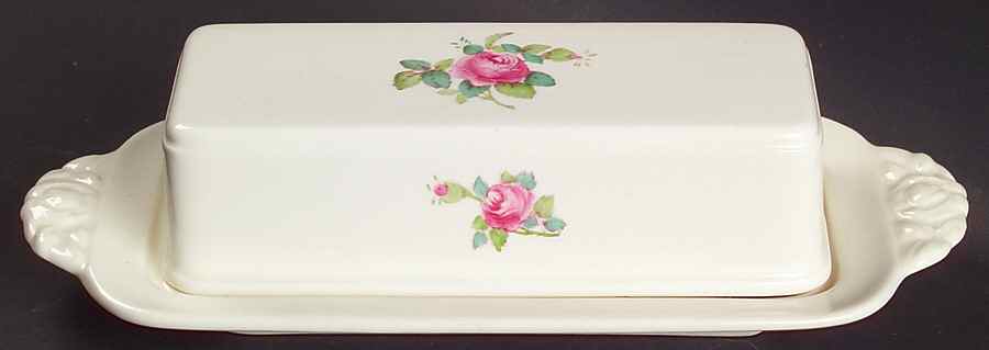 Billingsley Rose Pink (Old Backstamp) 1/4 Lb Covered Butter by Spode-1